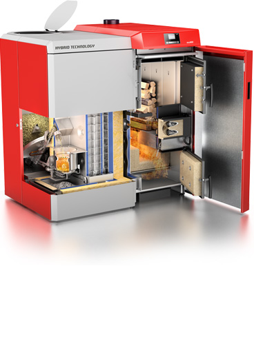 DuoWin Hybridkessel Holz un Pellets